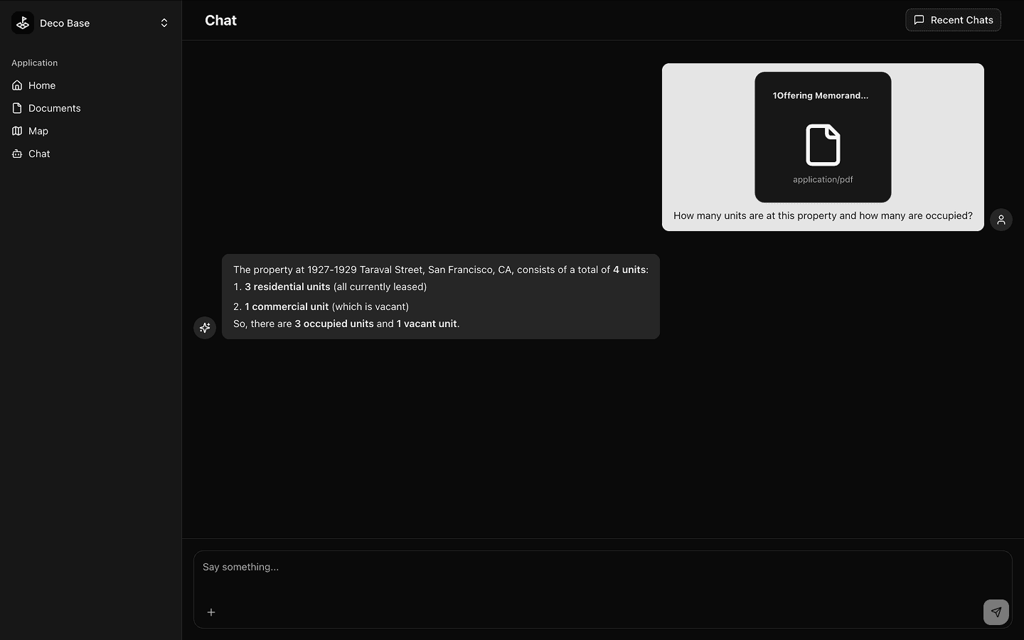 AI Agent chat interface